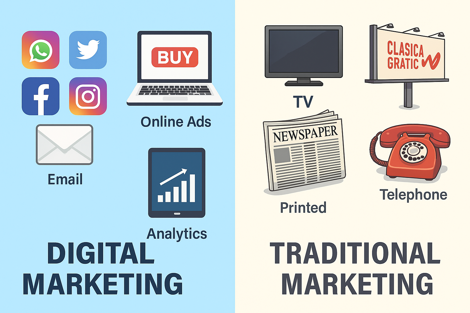Which strategy wins in 2025 graphic showing AI vs traditional marketing, digital growth strategy insights, and modern marketing trends by MokshDigital USA