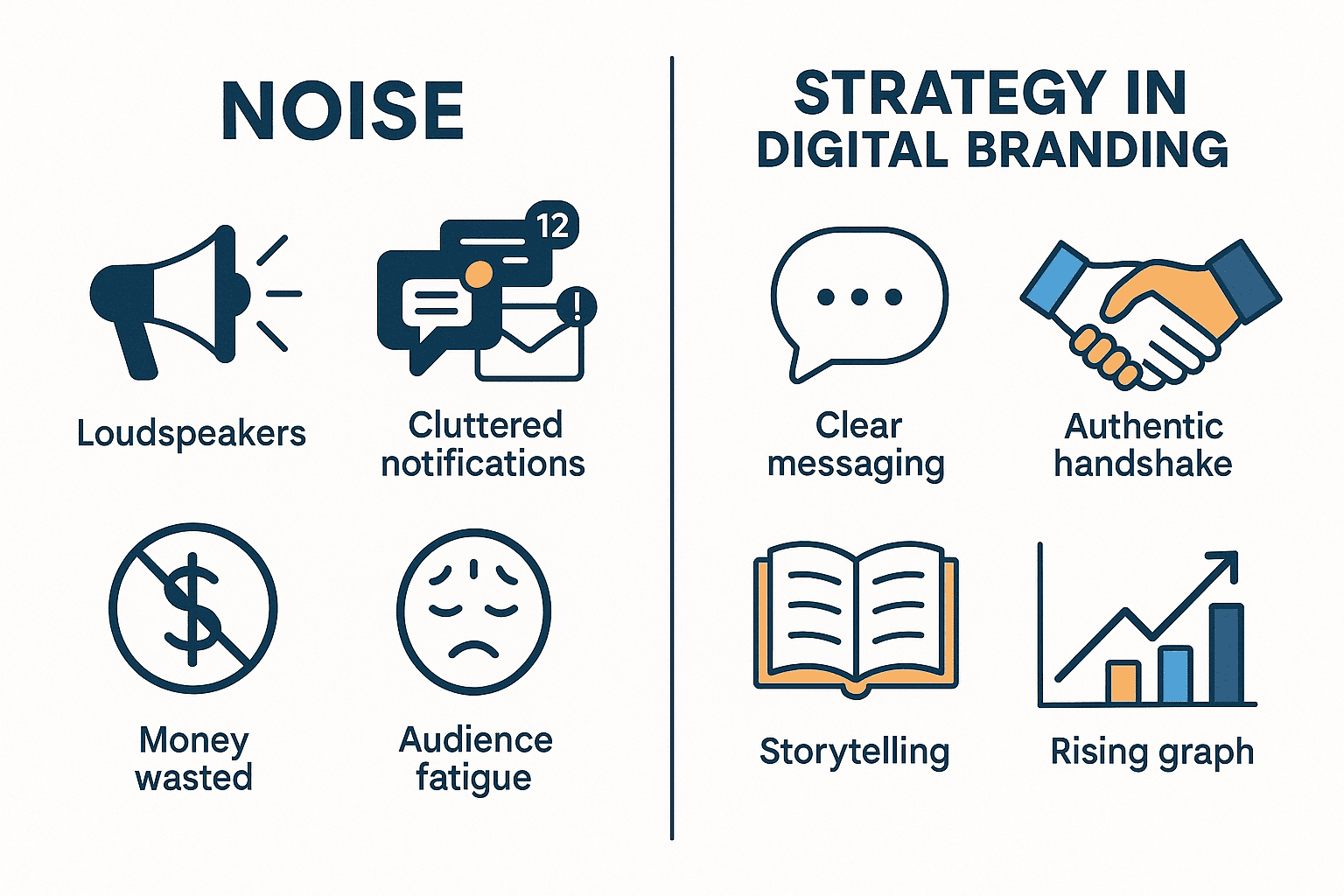 MokshDigital digital voice strategy guide explaining why smart brands choose strategy over noise; strategic digital marketing, brand storytelling, authentic brand voice, social media strategy, content marketing, SEO-driven branding, digital presence optimization, marketing strategy 2025