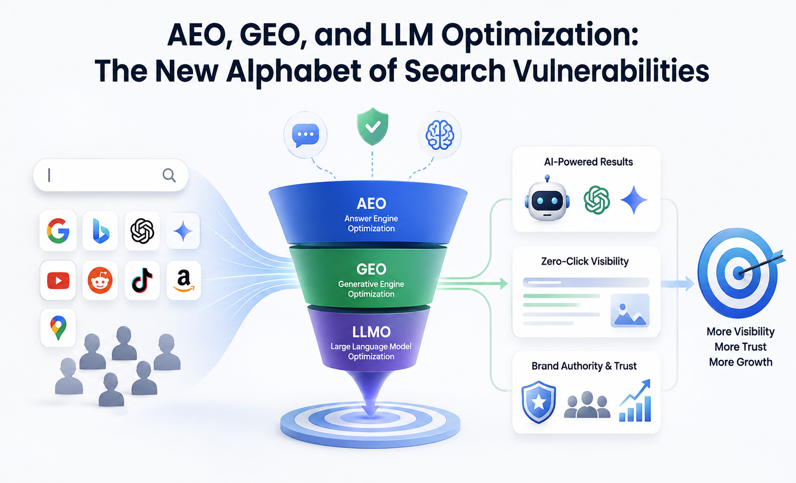 AEO, GEO, and LLM Optimization: The New Alphabet of Search Vulnerabilities
